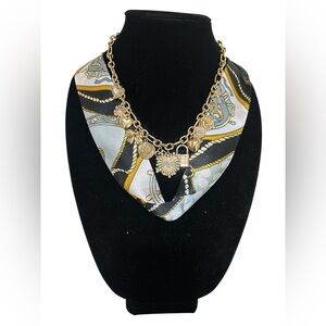 (#105) Gold Charm Necklace with Scarf